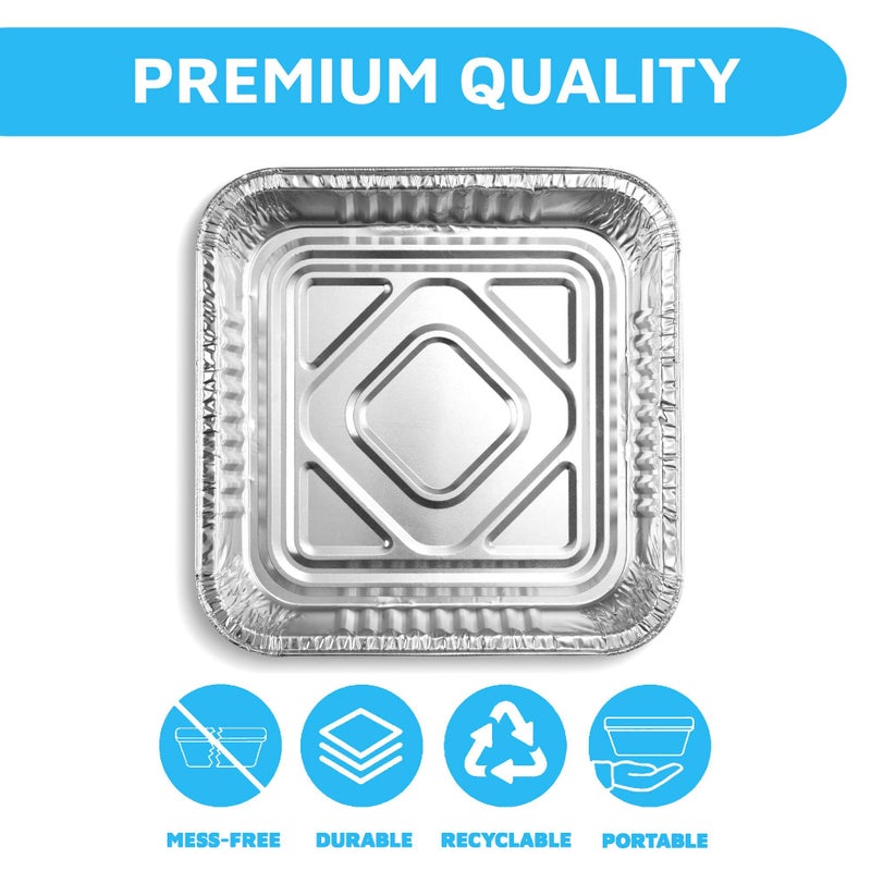 MontoPack 9â€ Disposable Aluminum Foil Square Baking Pans | 9 x 9 Cake Pan Tin for Broiling, Toaster Oven, Meal Prep, Roasting, Take Out | Perfect for Brownie & Lasagna Trays | 20 Pack - Image 3